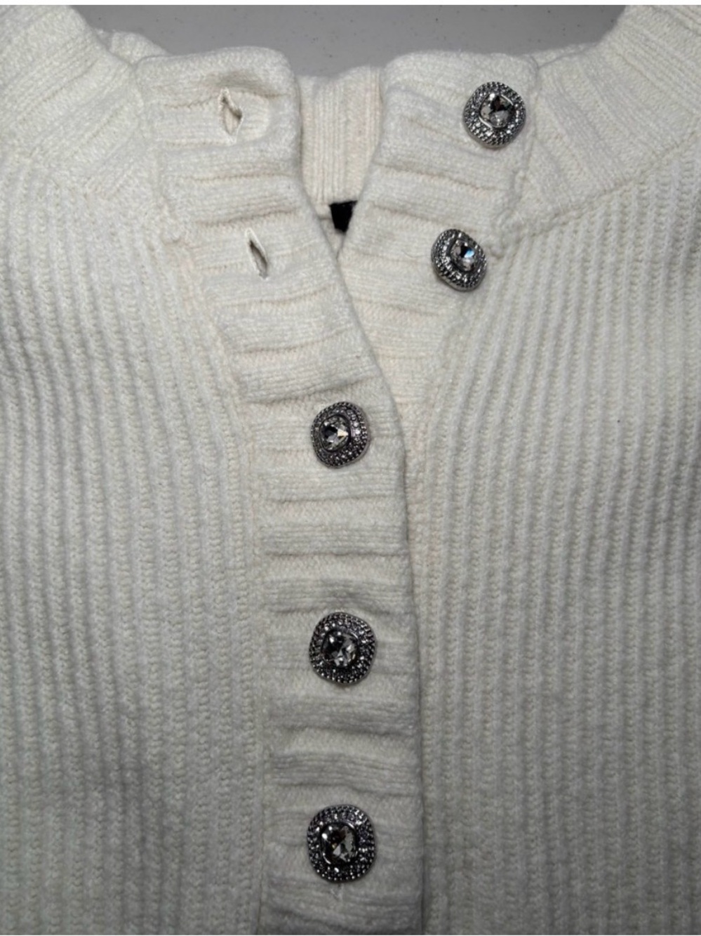 Talbots Ivory Ribbed Button-Placket Sweater - Picture 4 of 8